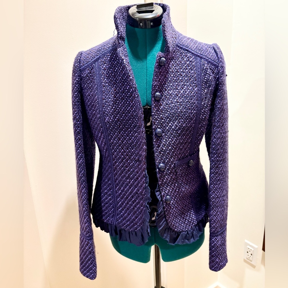 Elegant Whimsical Purple Tweed Women's Jacket
